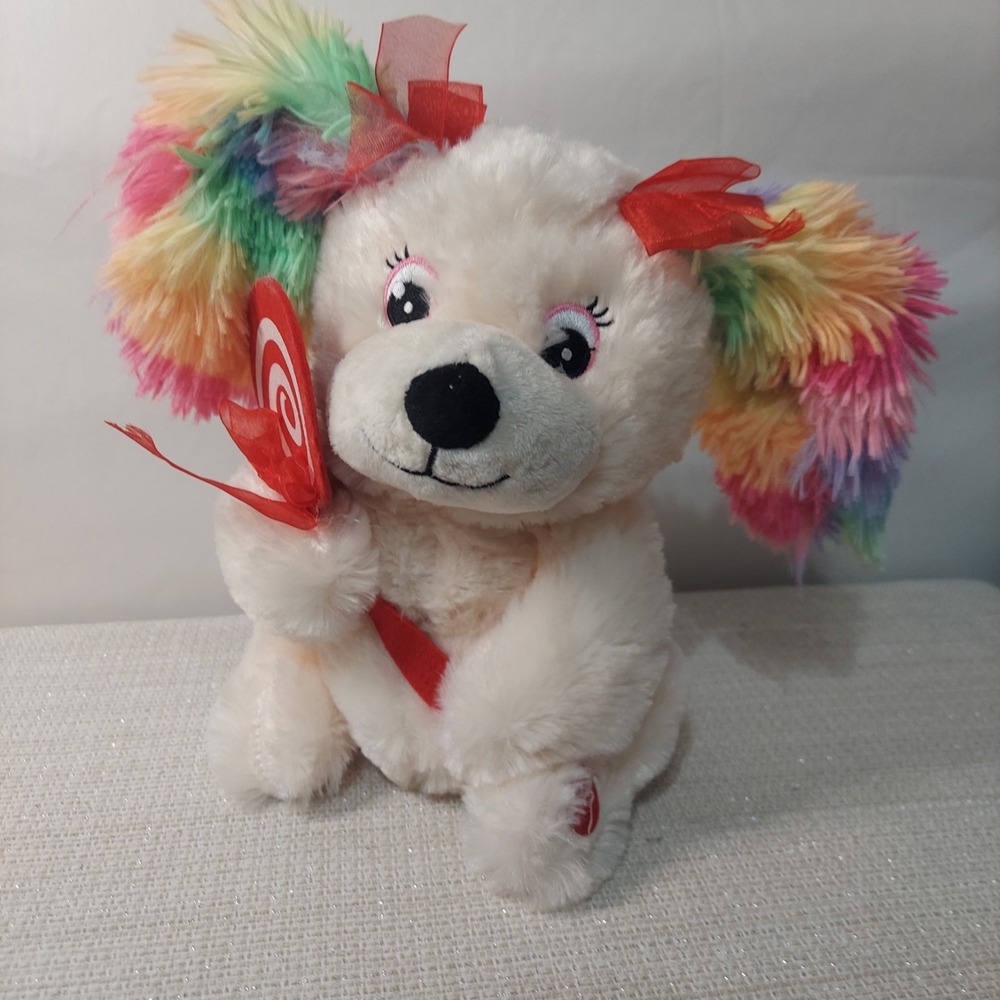 Rainbow Animated Dog 10" Plush Sings Peppermint Twist Moving Ears